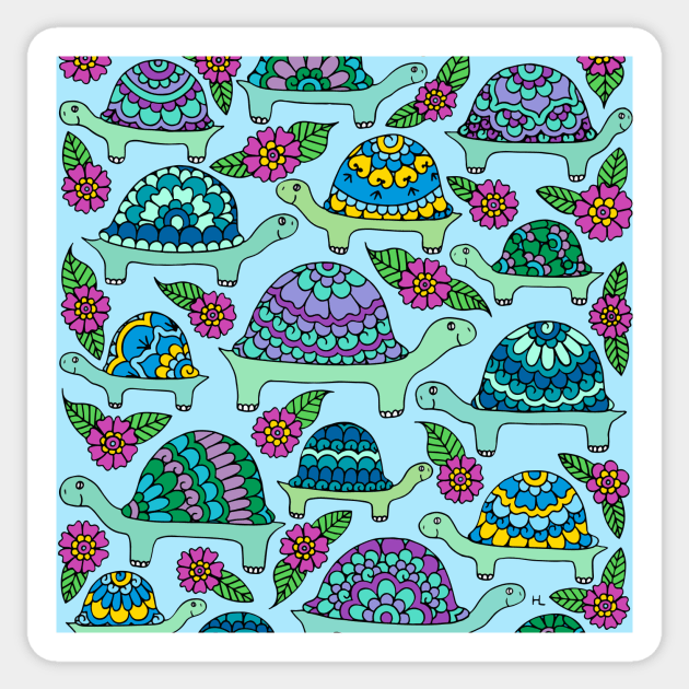 Tortoises Blue Palette Sticker by HLeslie Design